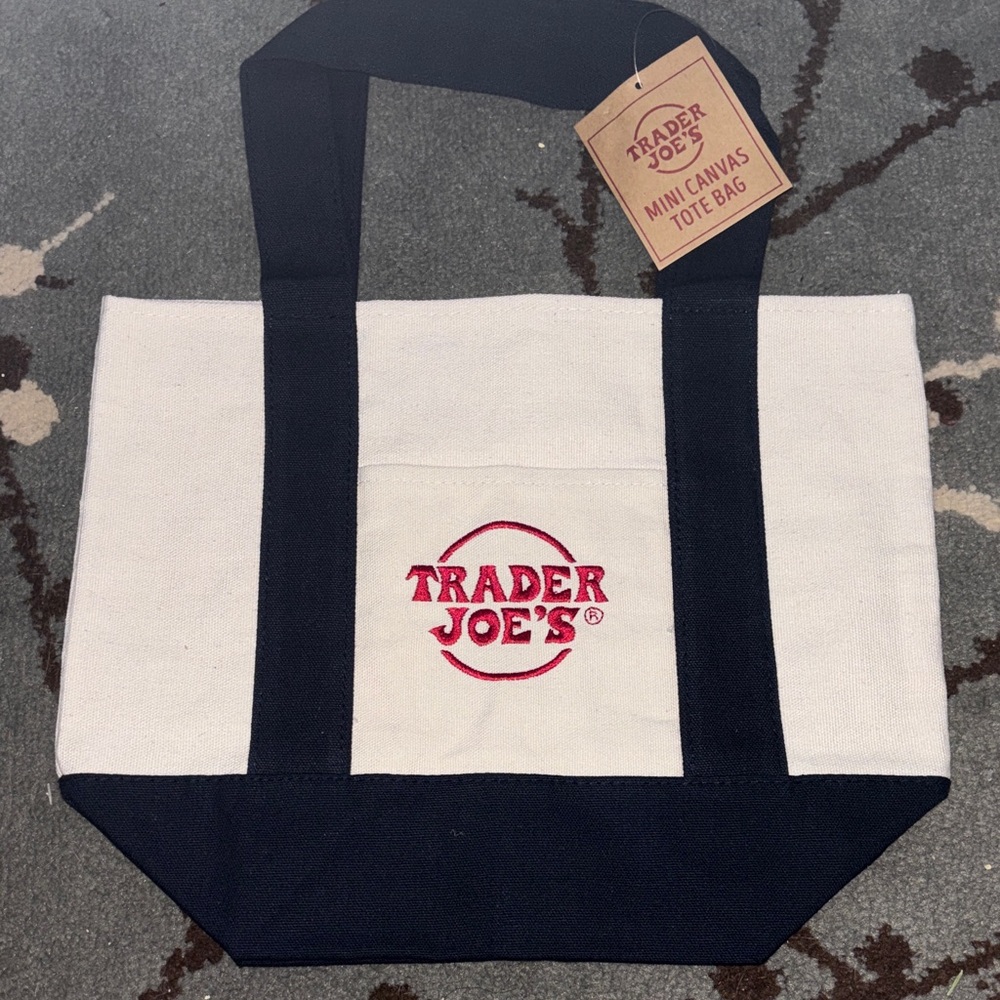 Trader Joe’s Navy and White Mini Canvas Tote Bag